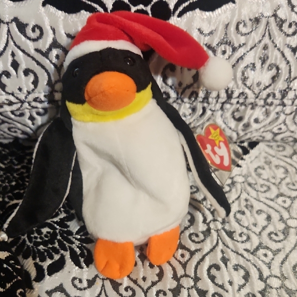 Ty Penguin Plush with Red Santa Hat
